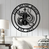 Custom Music Room Sign with LED Light Music Studio Wall Decor Musician Gift Cello & Piano Instrument Art Music Note