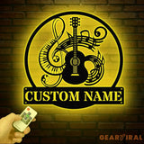 Custom Music Room Sign with LED Light Music Studio Wall Decor Musician Gift Guitar & Piano Instrument Art Sign for