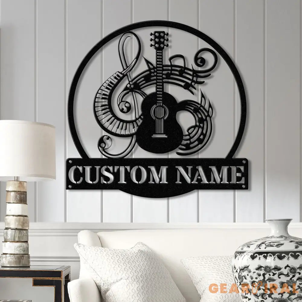 Custom Music Room Sign with LED Light Music Studio Wall Decor Musician Gift Guitar & Piano Instrument Art Sign for
