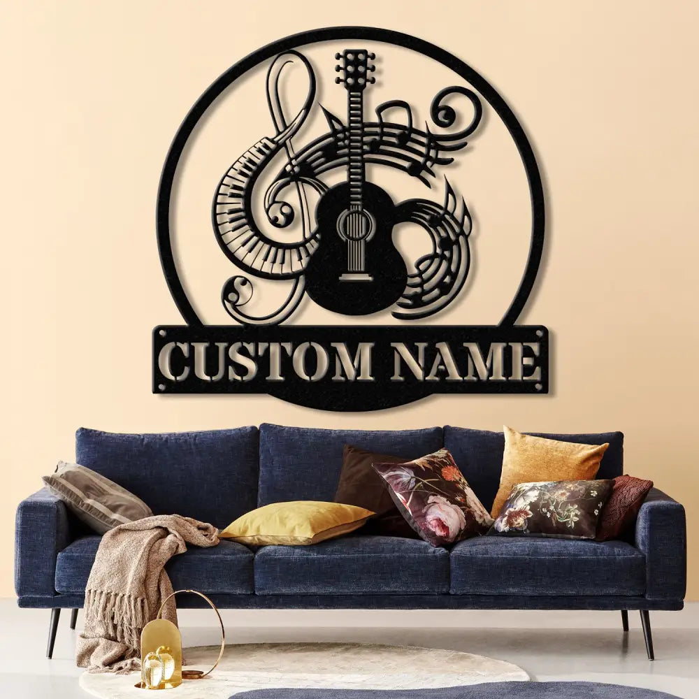 Custom Music Room Sign with LED Light Music Studio Wall Decor Musician Gift Guitar & Piano Instrument Art Sign for