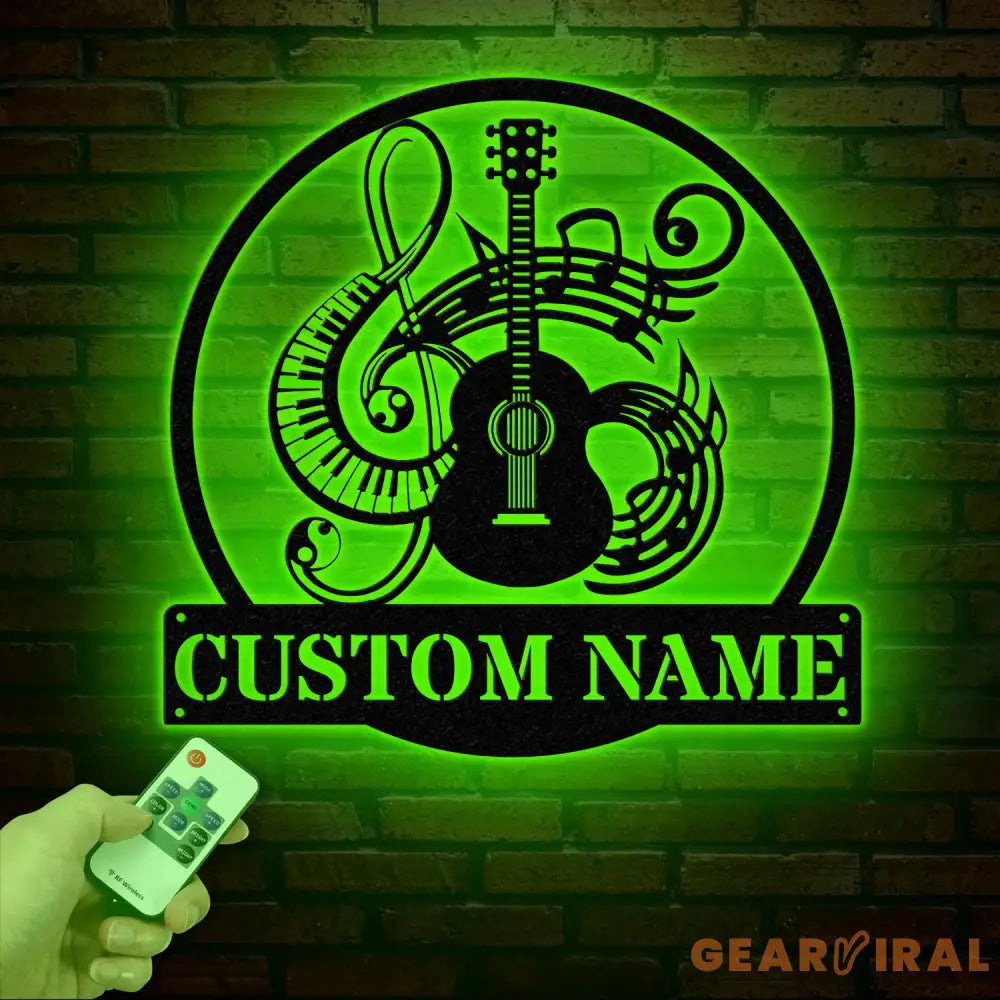 Custom Music Room Sign with LED Light Music Studio Wall Decor Musician Gift Guitar & Piano Instrument Art Sign for