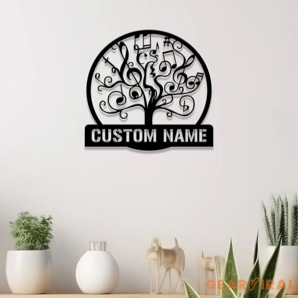 Custom Music Tree Metal Sign Musical Notes Wall Art Personalized Music Lover Name Sign Music Notes Wall Decor Musician