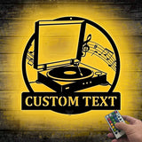 Custom Music Turntable Record Metal Sign Art LED - Personalized Turntable Record Metal Sign - Music Lover Sign Decoration For Living Room Sign | GearViral