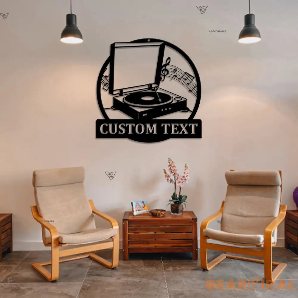 Custom Music Turntable Record Metal Sign Art LED - Personalized Turntable Record Metal Sign - Music Lover Sign