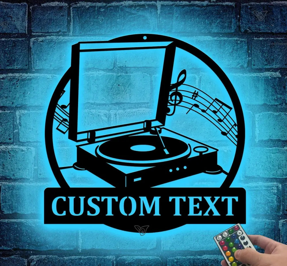 Custom Music Turntable Record Metal Sign Art LED - Personalized Turntable Record Metal Sign - Music Lover Sign