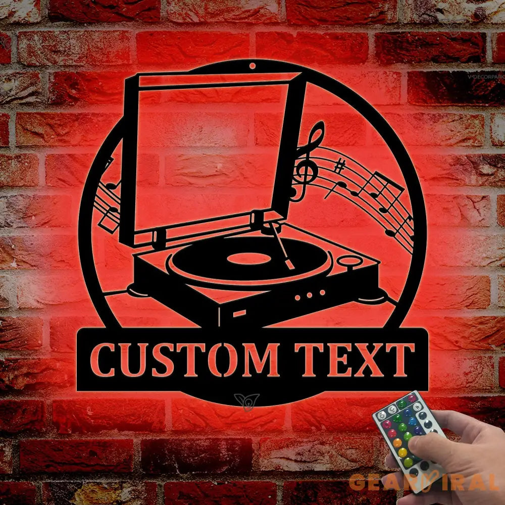 Custom Music Turntable Record Metal Sign Art LED - Personalized Turntable Record Metal Sign - Music Lover Sign