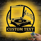 Custom Music Turntable Record Metal Sign Art LED - Personalized Turntable Record Metal Sign - Music Lover Sign