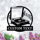 Custom Music Turntable Record Metal Sign Art LED - Personalized Turntable Record Metal Sign - Music Lover Sign