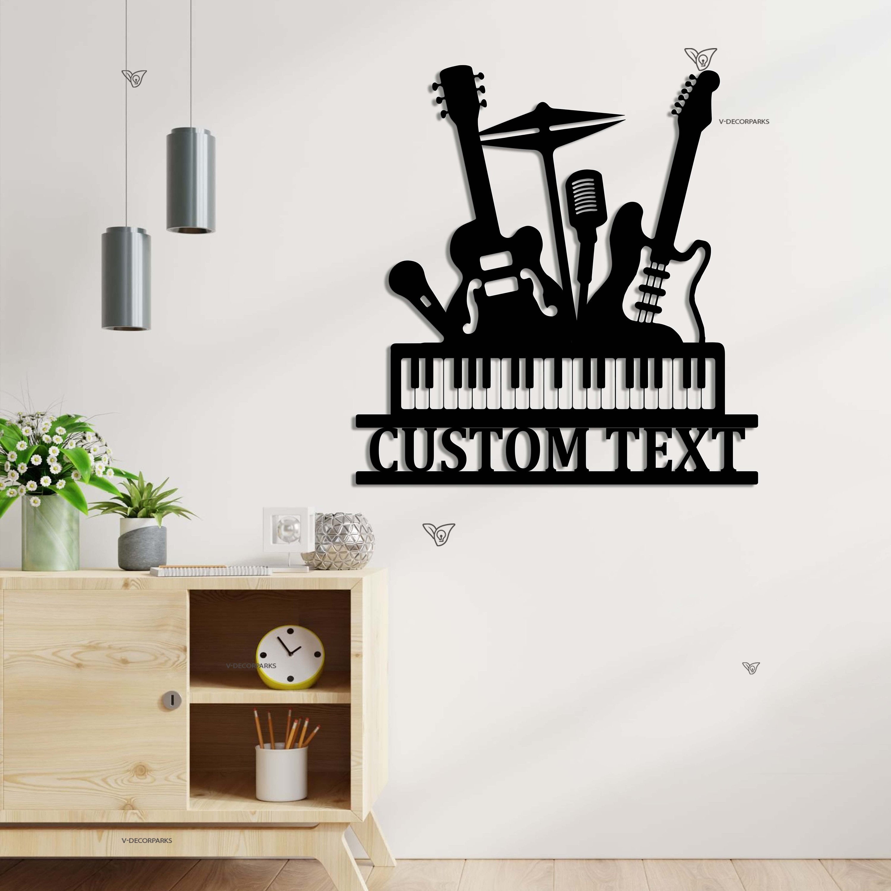 Custom Musical Mix Metal Wall Art With Led Lights - Personalized Musical Wall Art Monogram Sign - Guitar Drum Piano Art Sign - Musician Sign | GearViral