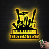 Custom Musical Mix Metal Wall Art With Led Lights - Personalized Musical Wall Art Monogram Sign - Guitar Drum Piano Art Sign - Musician Sign | GearViral