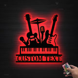 Custom Musical Mix Metal Wall Art With Led Lights - Personalized Musical Wall Art Monogram Sign - Guitar Drum Piano Art Sign - Musician Sign | GearViral