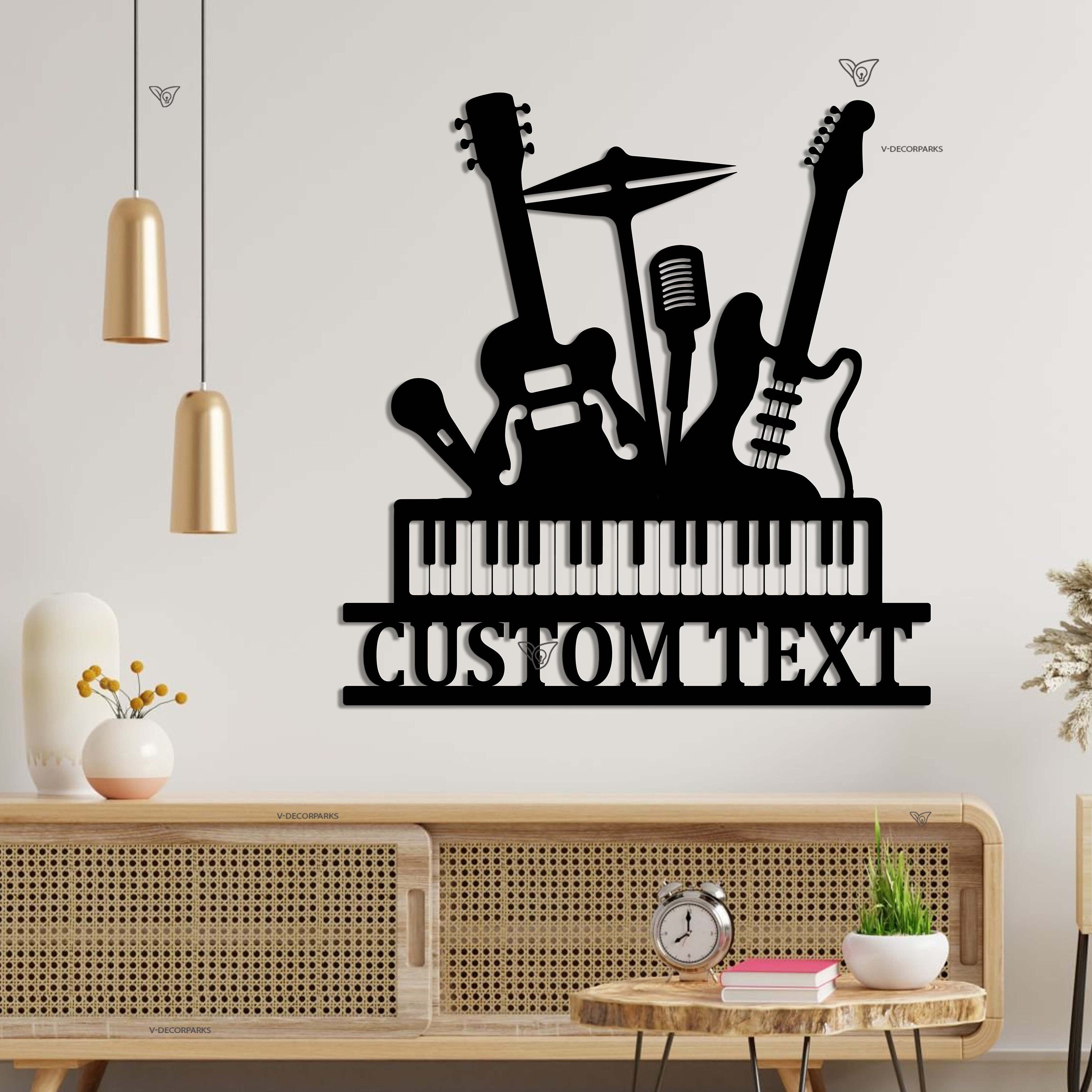 Custom Musical Mix Metal Wall Art With Led Lights - Personalized Musical Wall Art Monogram Sign - Guitar Drum Piano Art Sign - Musician Sign | GearViral