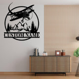 Custom Name Airplane Metal Wall Art with Led Lights| Personalized Pilot Name Sign, Aircraft Hangar Decor, Airforce Housewarming Gifts, Father's Day Gift