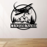 Custom Name Airplane Metal Wall Art with Led Lights| Personalized Pilot Name Sign, Aircraft Hangar Decor, Airforce Housewarming Gifts, Father's Day Gift