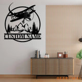 Custom Name Airplane Metal Wall Art with Led Lights| Personalized Pilot Name Sign Aircraft Hangar Decor Airforce