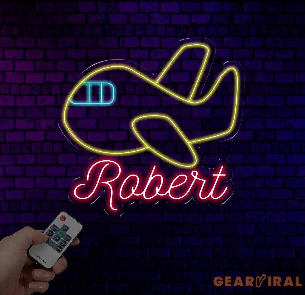 Custom Name Airplane Neon Sign Plane Neon Sign Plane Neon Light Plane Wall Decor Airplane Neon Light Nursery Neon Sign