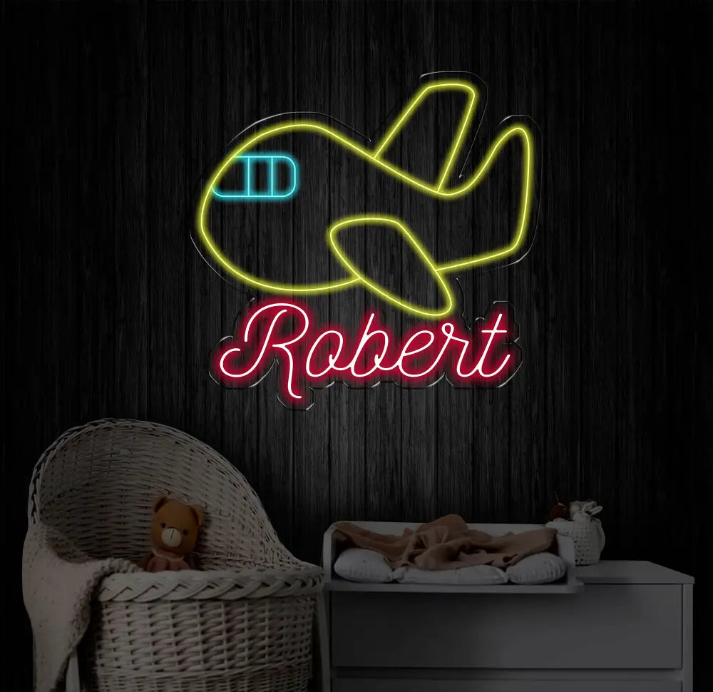 Custom Name Airplane Neon Sign Plane Neon Sign Plane Neon Light Plane Wall Decor Airplane Neon Light Nursery Neon Sign