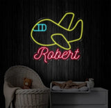 Custom Name Airplane Neon Sign Plane Neon Sign Plane Neon Light Plane Wall Decor Airplane Neon Light Nursery Neon Sign
