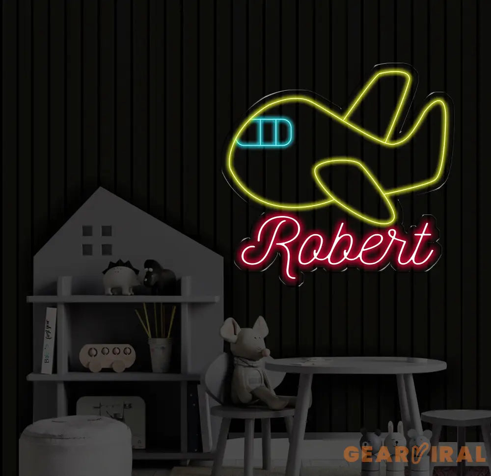 Custom Name Airplane Neon Sign Plane Neon Sign Plane Neon Light Plane Wall Decor Airplane Neon Light Nursery Neon Sign