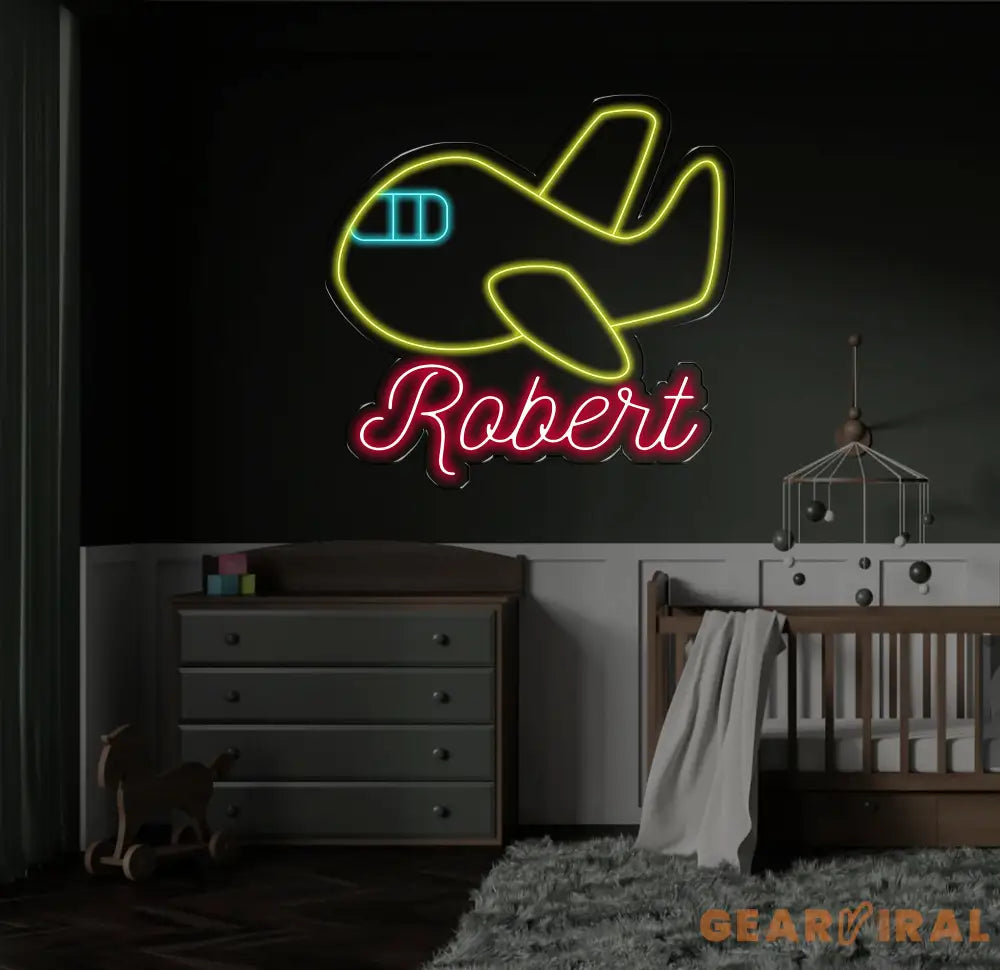 Custom Name Airplane Neon Sign Plane Neon Sign Plane Neon Light Plane Wall Decor Airplane Neon Light Nursery Neon Sign