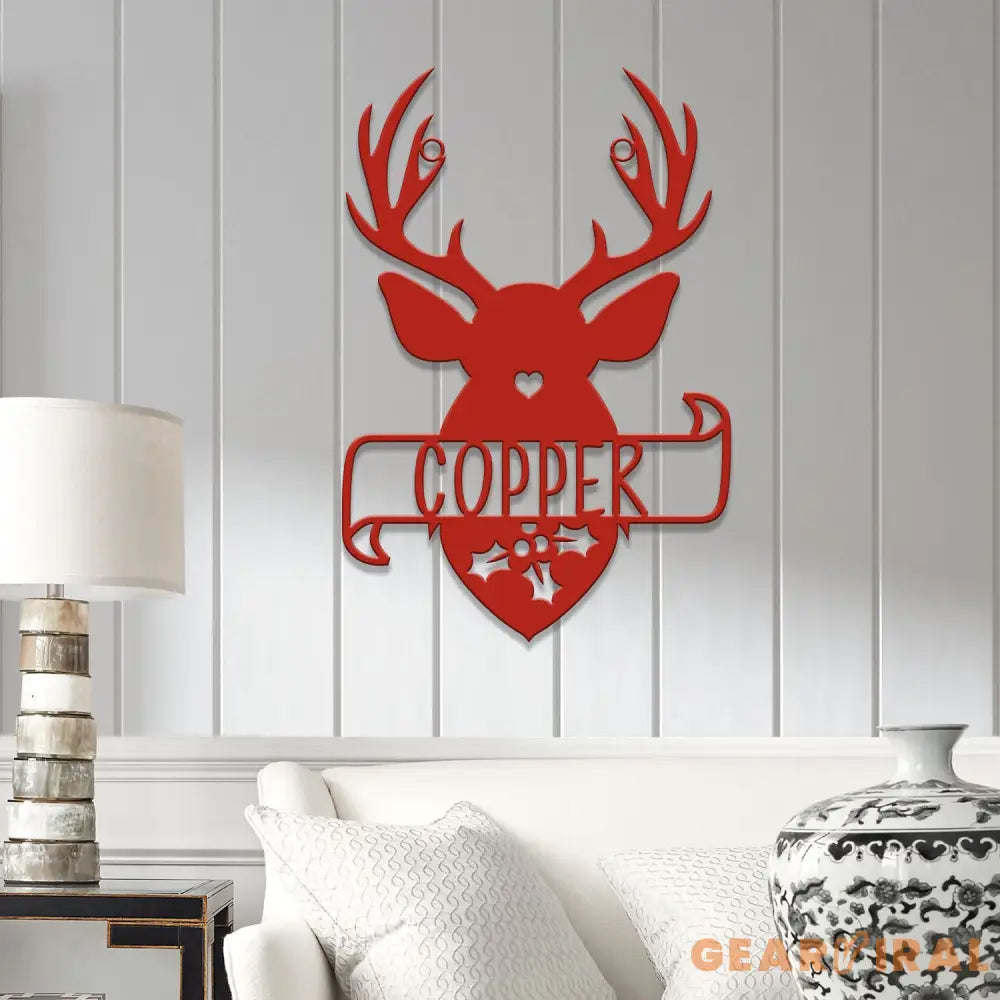 Custom Name Antlers Hanging Wall Art Holiday Metal Sign Christmas Decor Christmas Decorations Holiday Decor Christmas