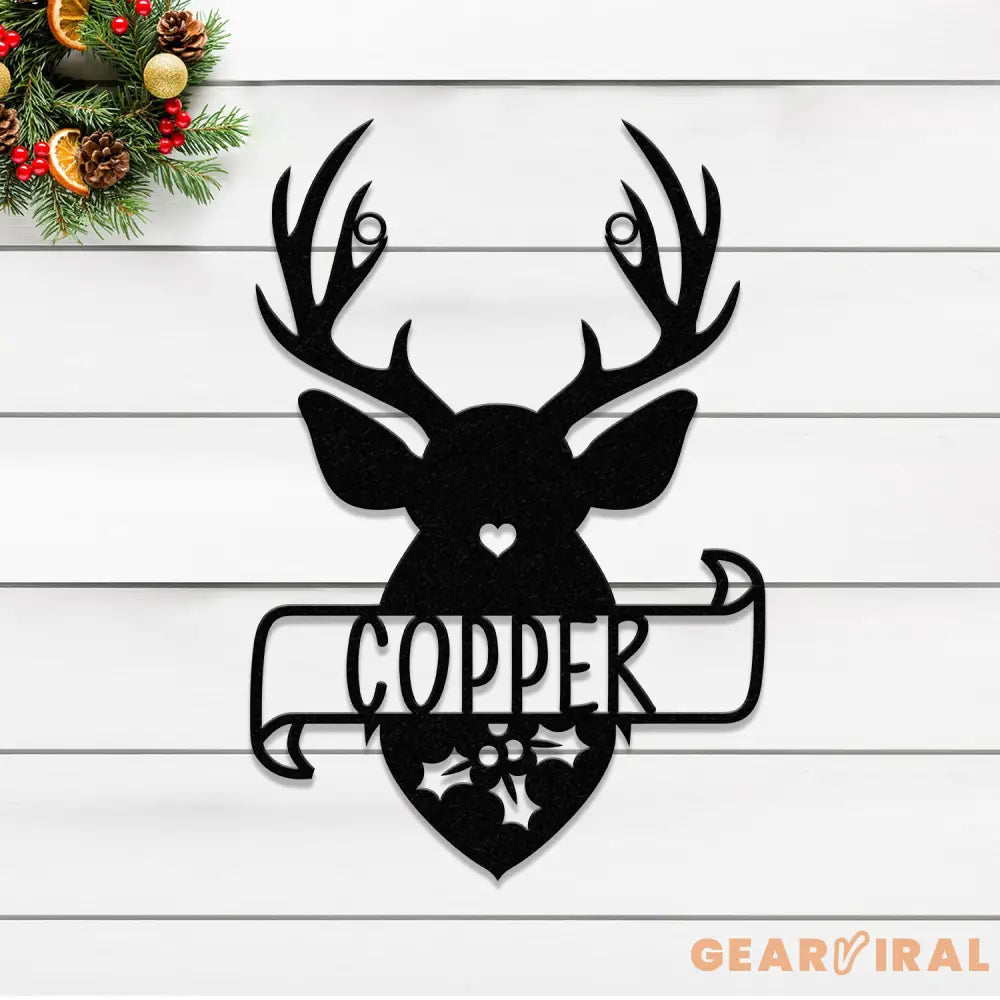 Custom Name Antlers Hanging Wall Art Holiday Metal Sign Christmas Decor Christmas Decorations Holiday Decor Christmas