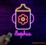 Custom Name Baby Bottle Neon Sign Kid Room Neon Sign Bedroom Decor Kid Room Decor Baby Girl Sign Led Light Baby Shower