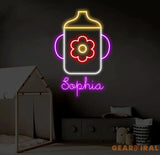Custom Name Baby Bottle Neon Sign Kid Room Neon Sign Bedroom Decor Kid Room Decor Baby Girl Sign Led Light Baby Shower