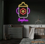 Custom Name Baby Bottle Neon Sign Kid Room Neon Sign Bedroom Decor Kid Room Decor Baby Girl Sign Led Light Baby Shower