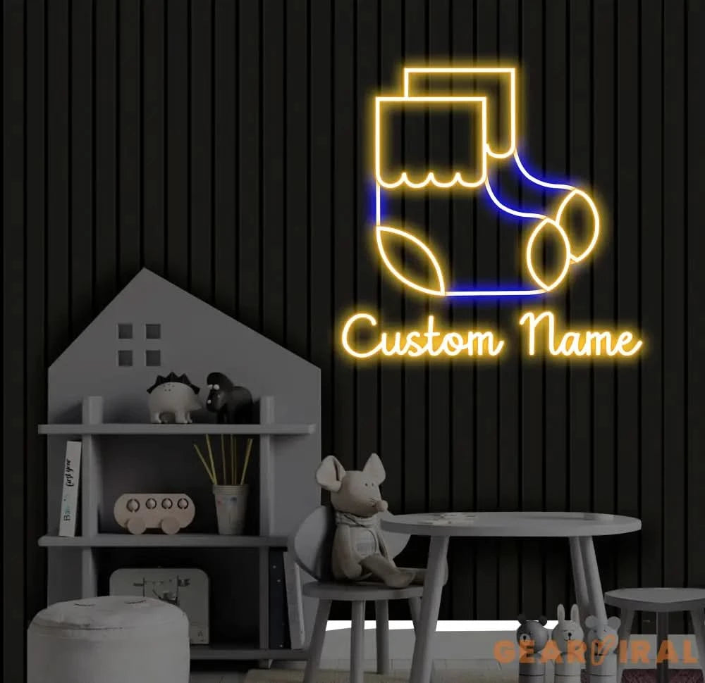 Custom Name Baby Socks Neon Sign Kid Room Neon Sign Bedroom Decor Kid Room Decor Baby Girl Sign Led Light Baby Shower