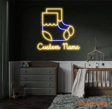 Custom Name Baby Socks Neon Sign Kid Room Neon Sign Bedroom Decor Kid Room Decor Baby Girl Sign Led Light Baby Shower