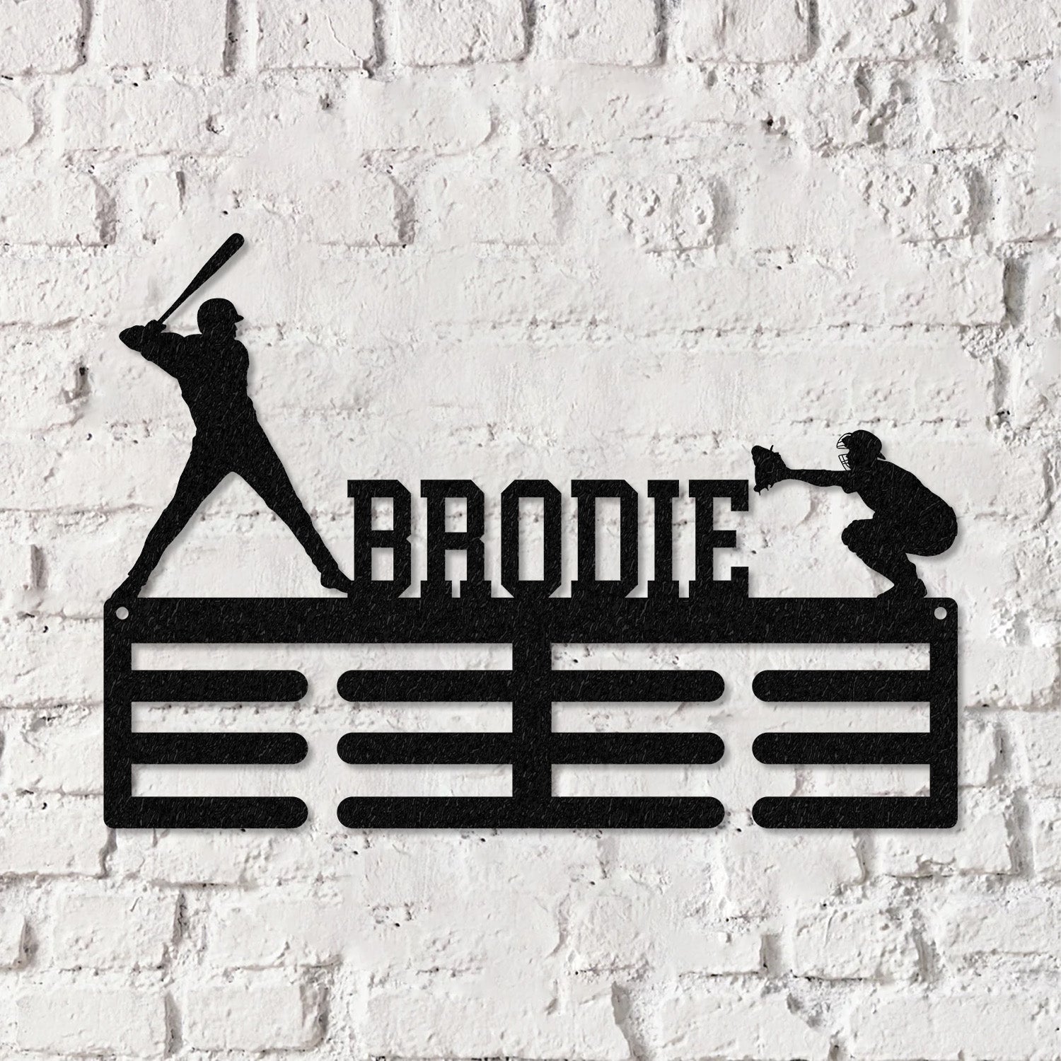 Custom Name Baseball Medal Hanger - Medal Display, Sports Medals, Kids Room Sports Decor, Baseball, Athletic Awards