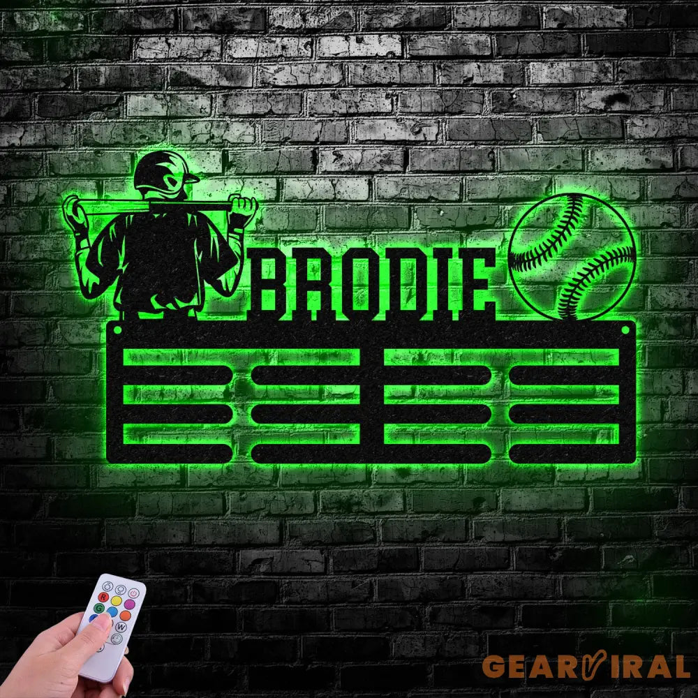 Custom Name Baseball Medal Holder Metal Sign Custom Baseball Medal Hanger Sports Display Rack for Awards and Ribbons