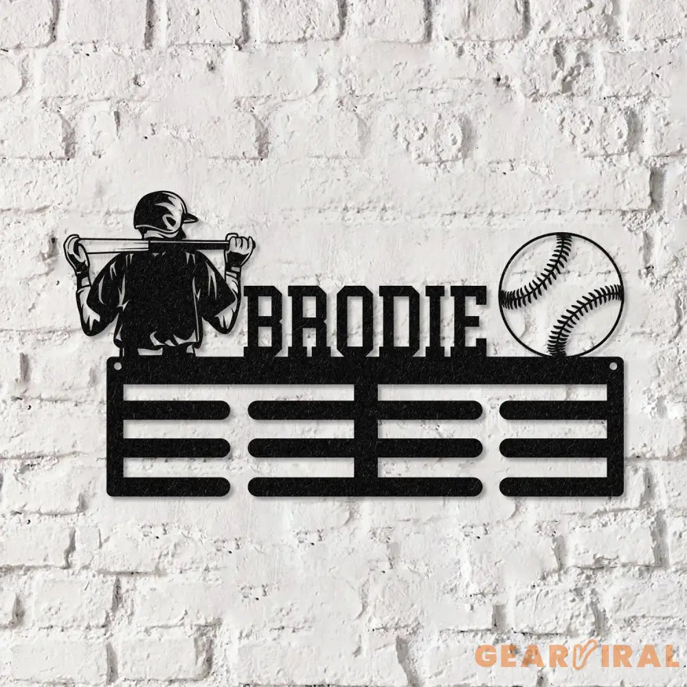 Custom Name Baseball Medal Holder Metal Sign Custom Baseball Medal Hanger Sports Display Rack for Awards and Ribbons
