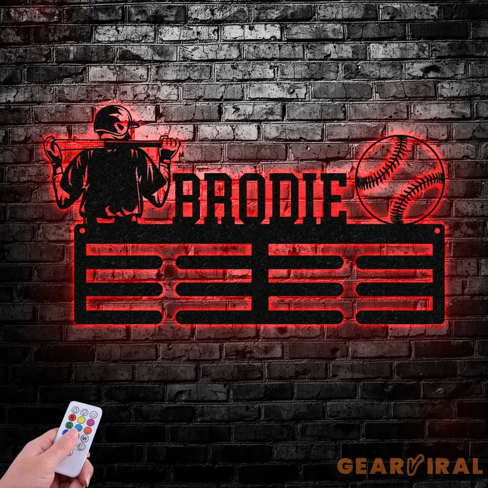 Custom Name Baseball Medal Holder Metal Sign Custom Baseball Medal Hanger Sports Display Rack for Awards and Ribbons