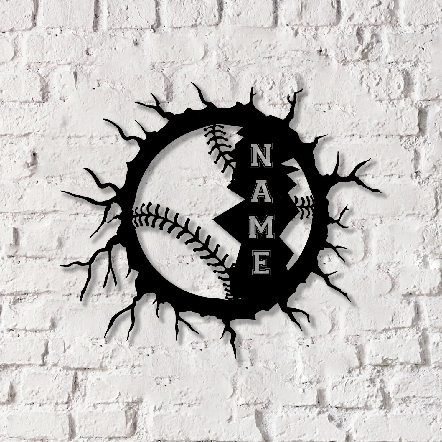 Custom Name Baseball Metal Wall Art Led light, Softball Player Name Sign, Baseball Name Sign, Baseball Lover - Gearviral