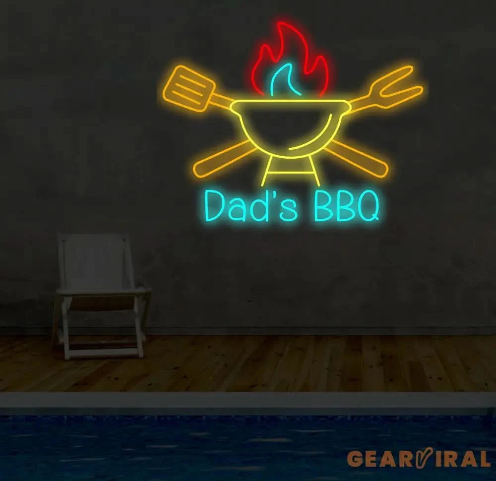 Custom Name BBQ Neon Signs Barbecue Neon Sign Lights Backyard BBQ Name Sign Patio Neon Sign Outdoor Decor Gift for Dad