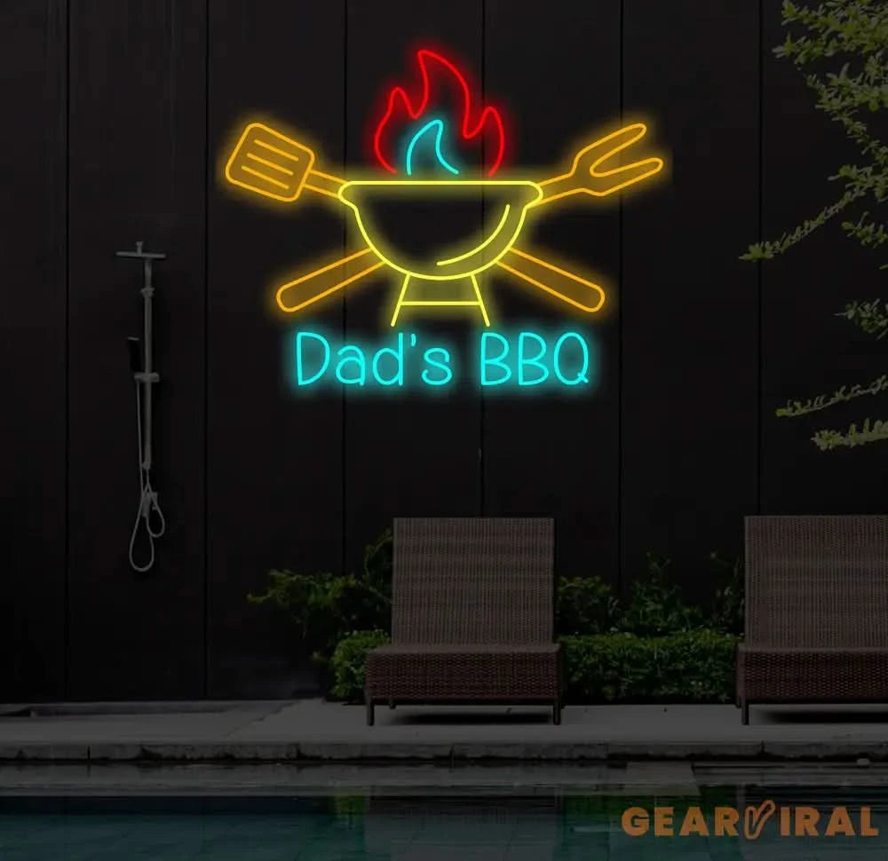 Custom Name BBQ Neon Signs Barbecue Neon Sign Lights Backyard BBQ Name Sign Patio Neon Sign Outdoor Decor Gift for Dad