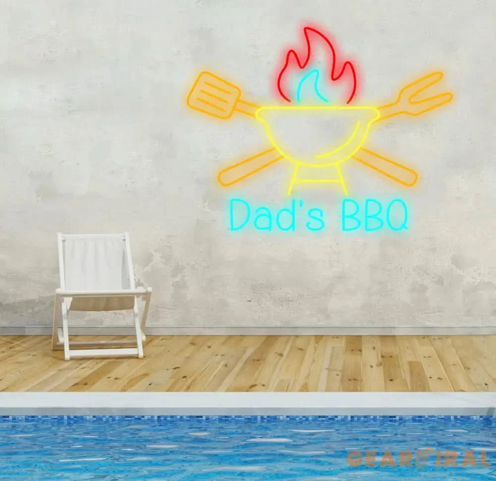 Custom Name BBQ Neon Signs Barbecue Neon Sign Lights Backyard BBQ Name Sign Patio Neon Sign Outdoor Decor Gift for Dad