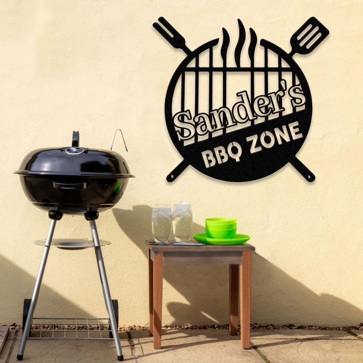Custom Name BBQ Zone Sign LED Light, Personalized Bar & Grill Sign, Bar Signs, BBQ Signs, Outdoor Kitchen Metal Signs, Patio Decor