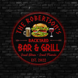 Custom Name BBQ Zone Sign LED Light, Personalized Bar & Grill Sign, Bar Signs, BBQ Signs, Outdoor Kitchen Metal Signs, Patio Decor