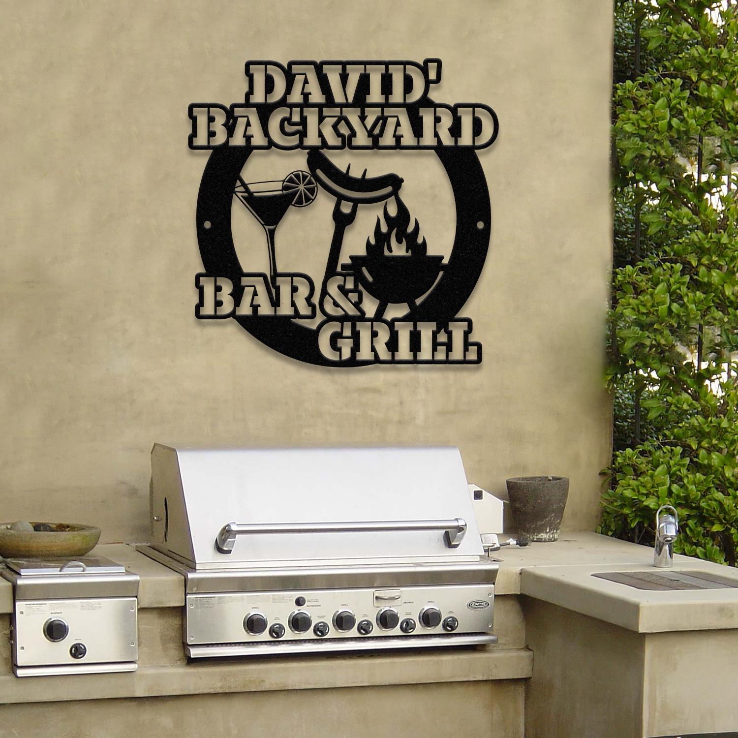Custom Name BBQ Zone Sign LED Light, Personalized Bar & Grill Sign, Bar Signs, BBQ Signs, Outdoor Kitchen Metal Signs, Patio Decor