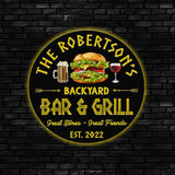 Custom Name BBQ Zone Sign LED Light, Personalized Bar & Grill Sign, Bar Signs, BBQ Signs, Outdoor Kitchen Metal Signs, Patio Decor