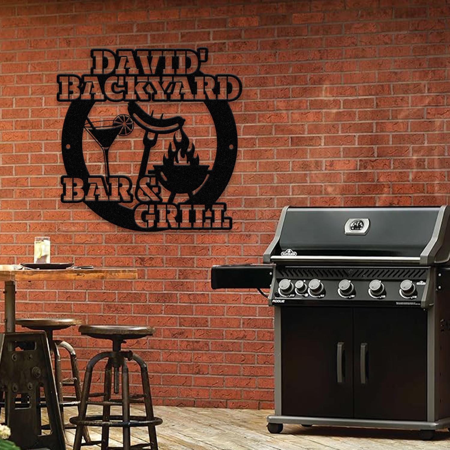 Custom Name BBQ Zone Sign LED Light, Personalized Bar & Grill Sign, Bar Signs, BBQ Signs, Outdoor Kitchen Metal Signs, Patio Decor