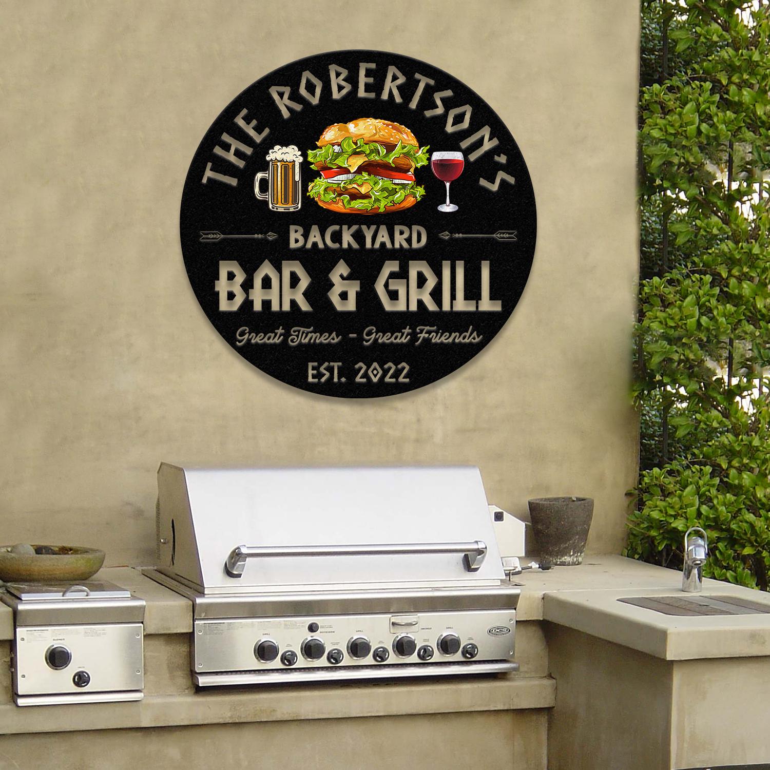 Custom Name BBQ Zone Sign LED Light, Personalized Bar & Grill Sign, Bar Signs, BBQ Signs, Outdoor Kitchen Metal Signs, Patio Decor