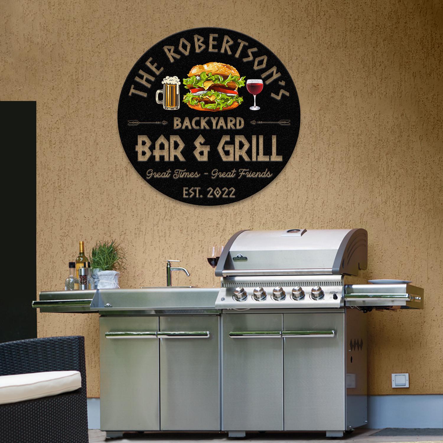 Custom Name BBQ Zone Sign LED Light, Personalized Bar & Grill Sign, Bar Signs, BBQ Signs, Outdoor Kitchen Metal Signs, Patio Decor