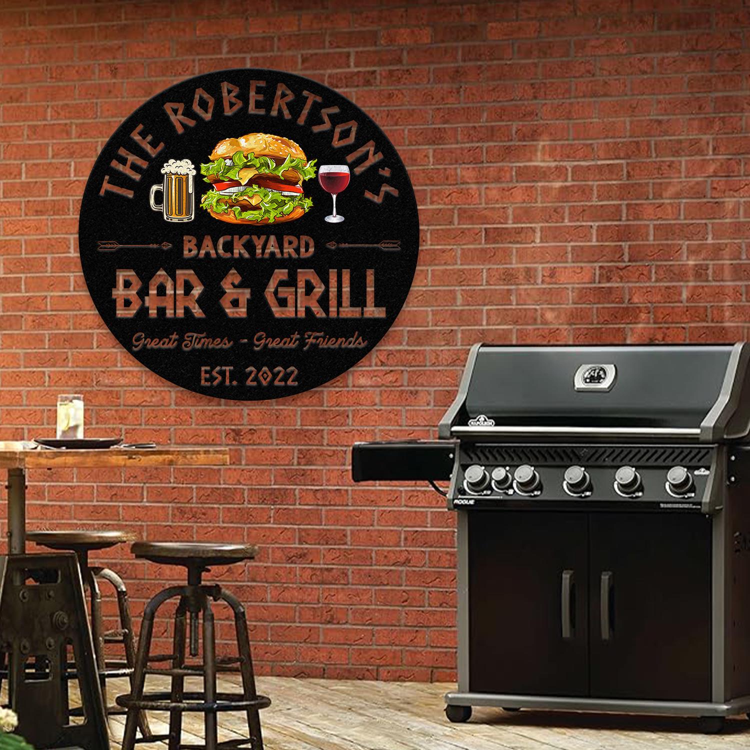 Custom Name BBQ Zone Sign LED Light, Personalized Bar & Grill Sign, Bar Signs, BBQ Signs, Outdoor Kitchen Metal Signs, Patio Decor
