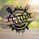 Custom Name BBQ Zone Sign LED Light, Personalized Bar & Grill Sign, Bar Signs, BBQ Signs, Outdoor Kitchen Metal Signs, Patio Decor