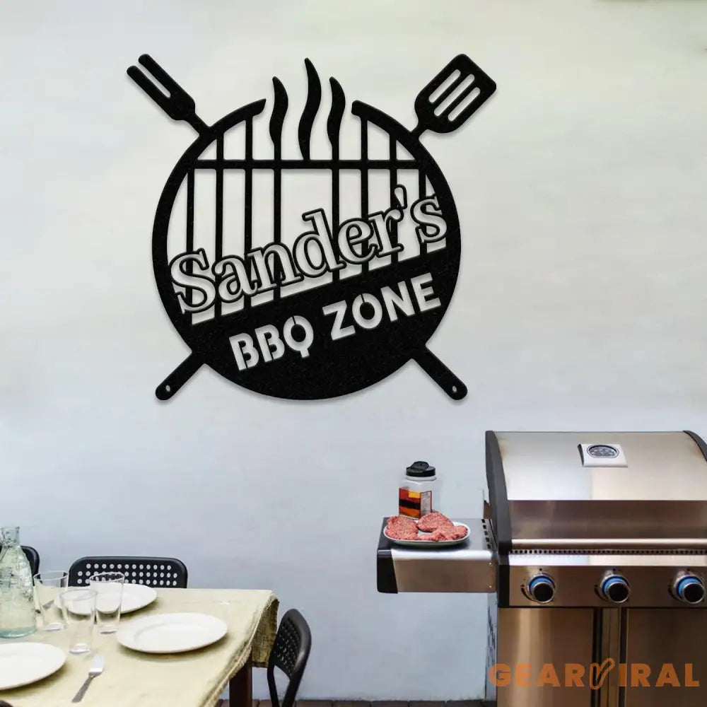 Custom Name BBQ Zone Sign LED Light Personalized Bar & Grill Sign Bar Signs BBQ Signs Outdoor Kitchen Metal Signs Patio