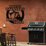 Custom Name BBQ Zone Sign LED Light Personalized Bar & Grill Sign Bar Signs BBQ Signs Outdoor Kitchen Metal Signs Patio